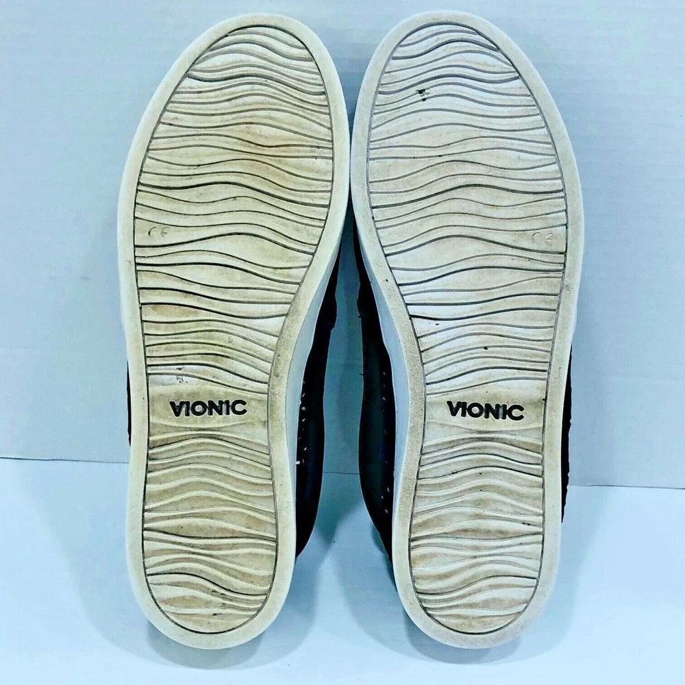 Vionic Womens Shoes Kani Slip On Black Perforate Suede Sneaker Walking Casual 10